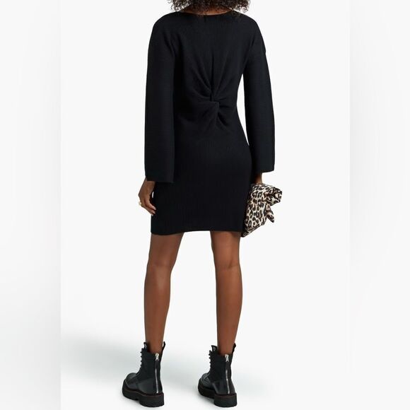 NAADAM collection wool cashmere Twist-back ribbed mini dress Sz small - Picture 3 of 11